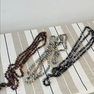 MGR Genuine Semi-Precious Stone Endless Infinity Long Beaded Strand Necklace